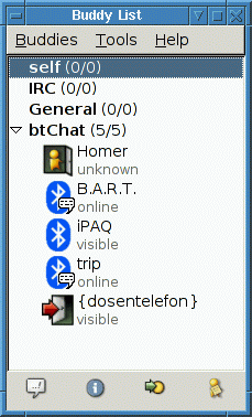 buddy list showing some nodes